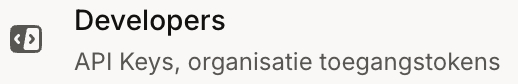 Menu-item Developers bij Mollie